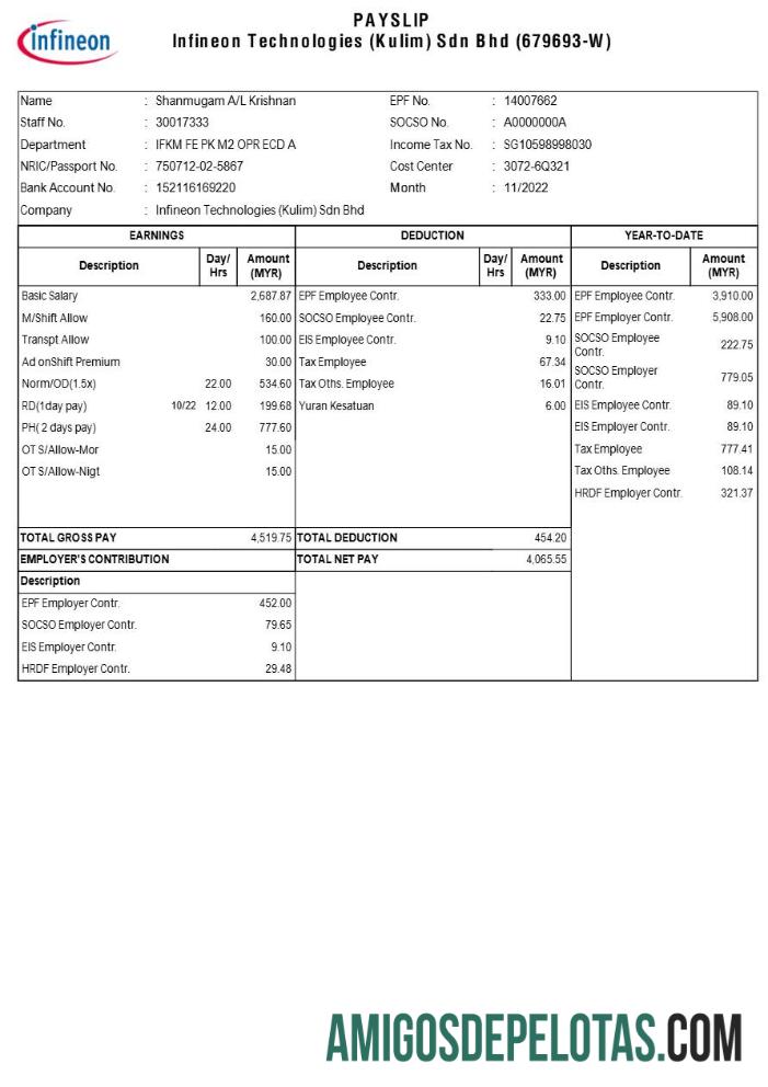 Para download Modelo de recibo de pagamento da Infineon Technologies em formatos Word e PDF.pdf, 1